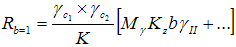 Форула вычисления расчётного сопротивления грунта основания для ширины фундамента 1 м.